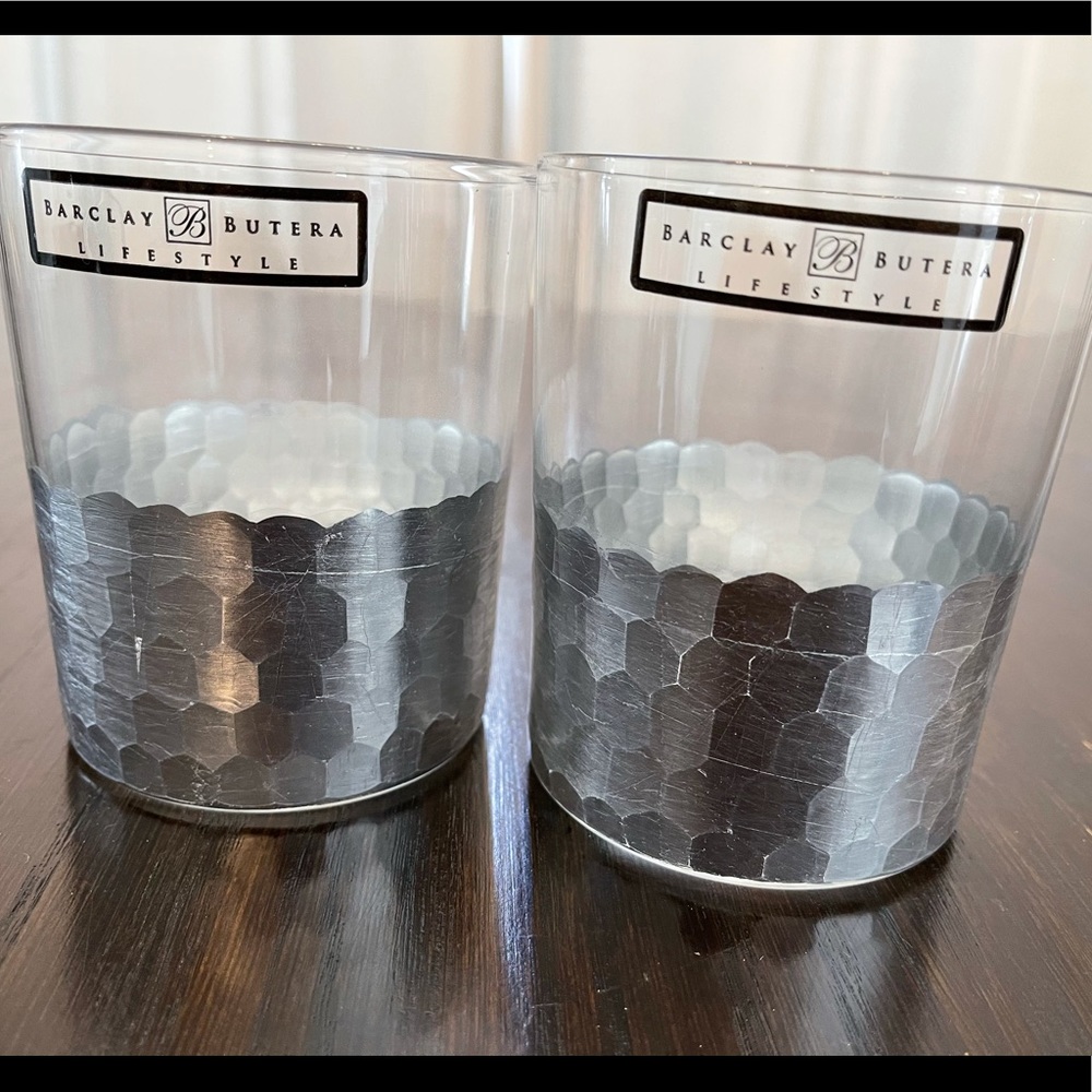 Barclay Butera Zodax Silver Foil Glasses - Pair